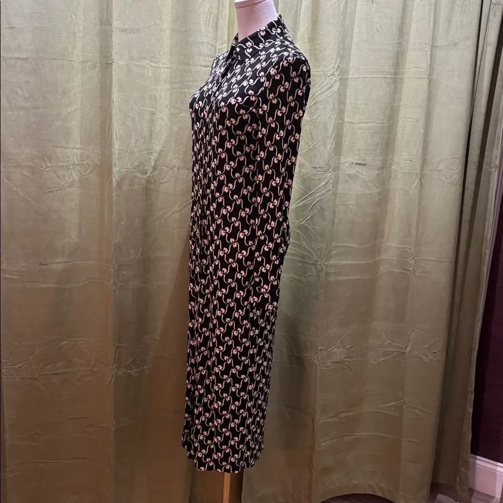 Tory Burch Black and White Long Sleeve Ilk polo midi Dress, XS